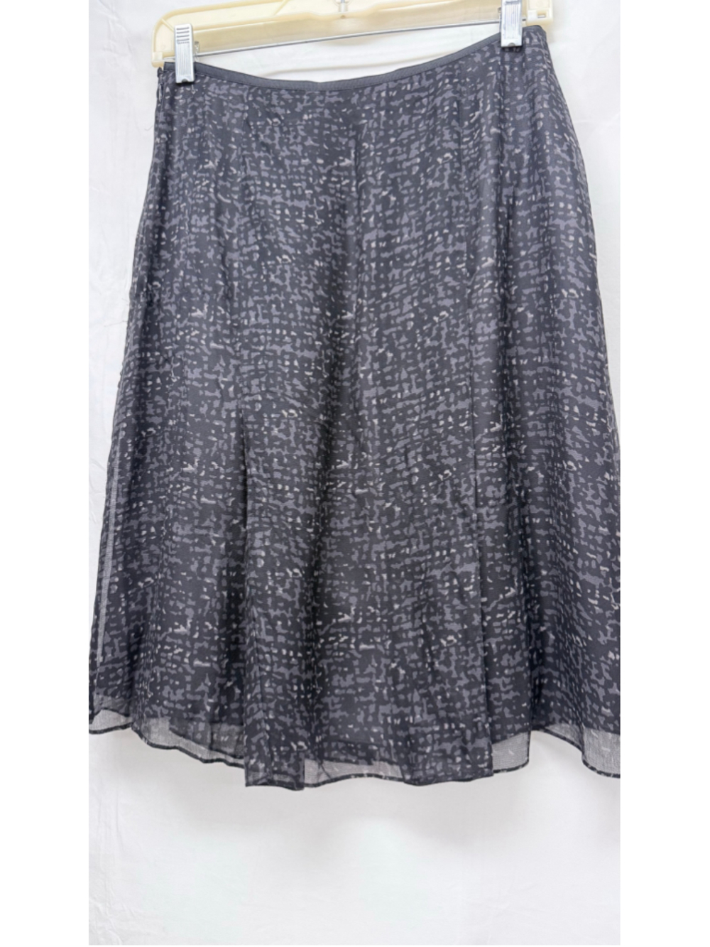 Women's Ann Taylor Silk Midi Skirt Black Grey Size 4 - Picture 7 of 14